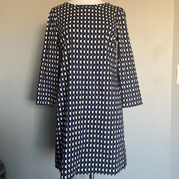 J. Crew Jet Set Geo Shift Career 3/4 Sleeve‎ Casual Geometric Zip Midi Dress 2 - Picture 6 of 16